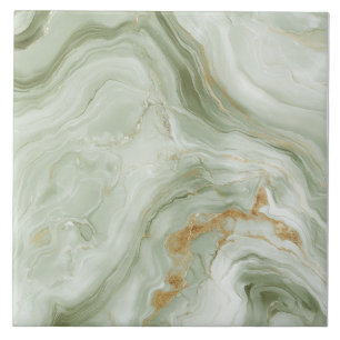 Abstract Marble Sage Green Ceramic Tile