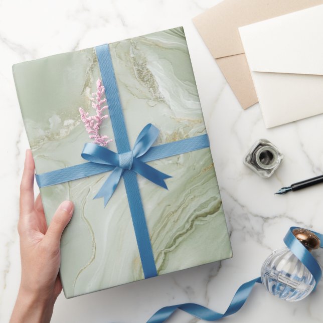 Abstract Marble Sage Green Wrapping Paper (Gifting)