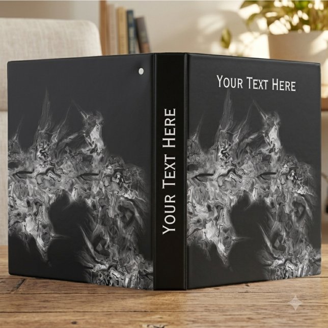 Abstract Marble Smoke Grey 3 Ring Binder (Modern abstract smoke 3-ring binder for a student or professional's home office organization.)
