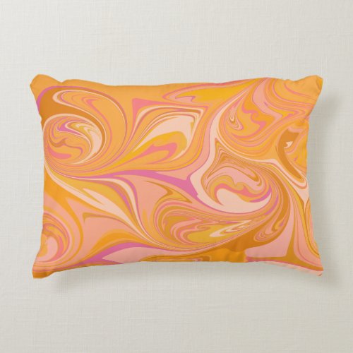 Abstract Marble Swirl Art in Yellow Accent Pillow