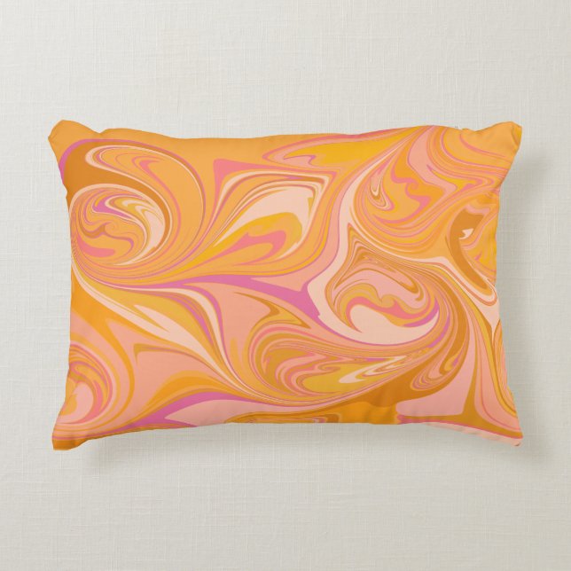 Abstract Marble Swirl Art in Yellow Accent Pillow (Front)