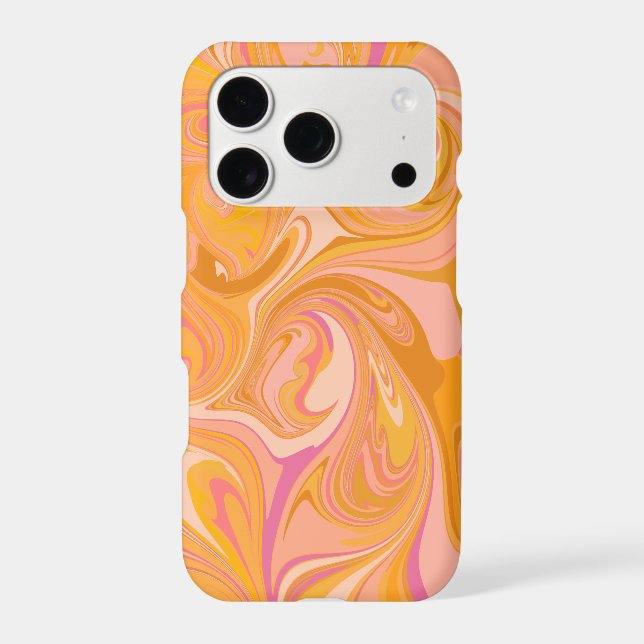 Abstract Marble Swirl Art in Yellow and Pink Case-Mate iPhone Case (Back)