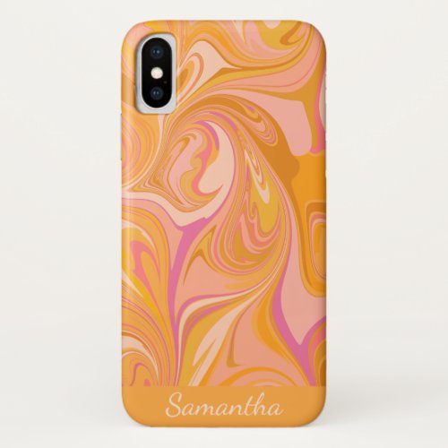 Abstract Marble Swirl Art in Yellow iPhone XS Case