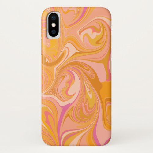 Abstract Marble Swirl Art in Yellow iPhone XS Case