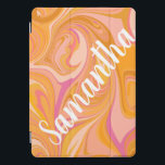 Abstract Marble Swirl Art in Yellow iPad Pro Cover<br><div class="desc">Protect your tablet in style with this colorful abstract marble artwork in yellow,  orange,  and blush pink,  personalized with your name.</div>