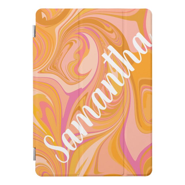 Abstract Marble Swirl Art in Yellow iPad Pro Cover (Front)