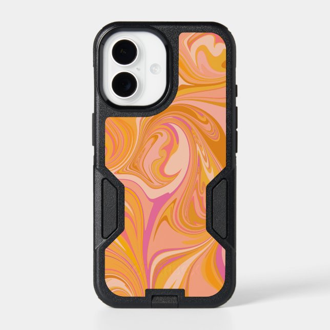 Abstract Marble Swirl Art in Yellow Otterbox iPhone Case (Back)