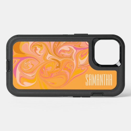 Abstract Marble Swirl Art in Yellow Personalized  iPhone 13 Case