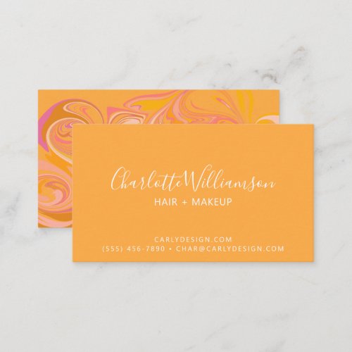 Abstract Marble Swirl Art in Yellow Pink Business Card