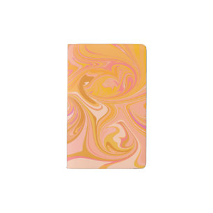 Abstract Marble Swirl Art in Yellow Pocket Moleskine Notebook
