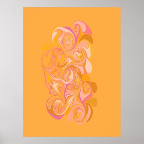 Abstract Marble Swirl Art in Yellow Poster