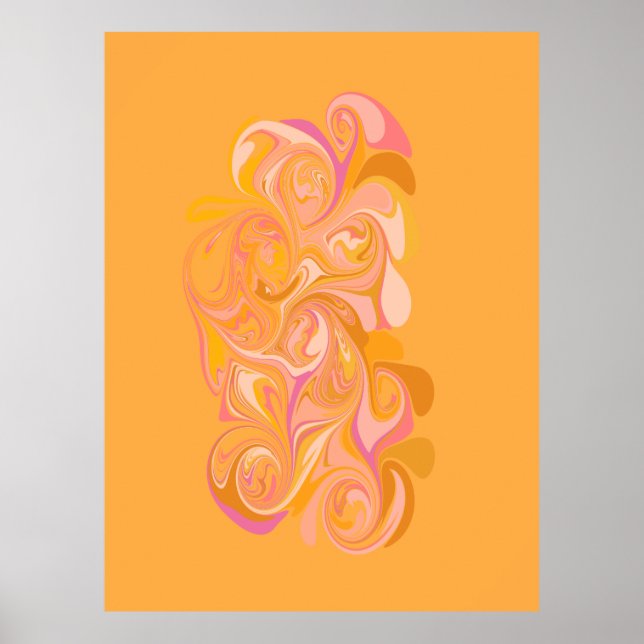 Abstract Marble Swirl Art in Yellow Poster (Front)