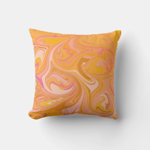 Abstract Marble Swirl Art in Yellow Throw Pillow
