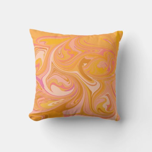 Abstract Marble Swirl Art in Yellow Throw Pillow