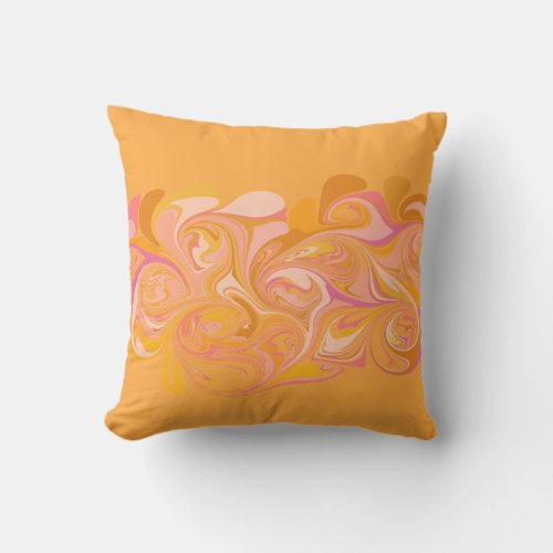 Abstract Marble Swirl Art in Yellow Throw Pillow