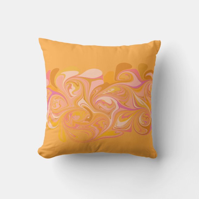 Abstract Marble Swirl Art in Yellow Throw Pillow (Front)