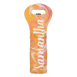 Abstract Marble Swirl Art in Yellow Wine Bag