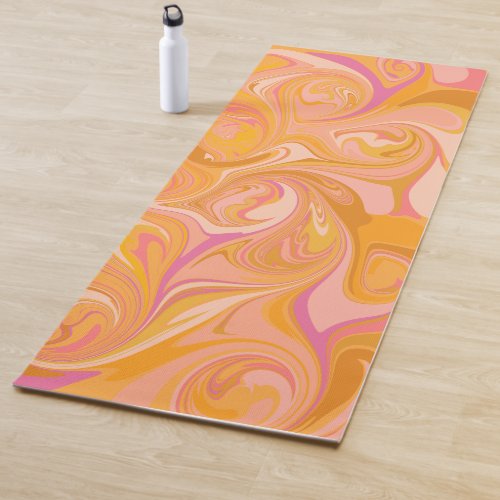 Abstract Marble Swirl Art in Yellow Yoga Mat