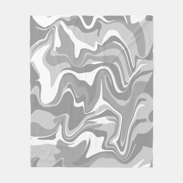 Abstract Marble Swirl Texture - Grey Tones  Fleece Blanket (Front)