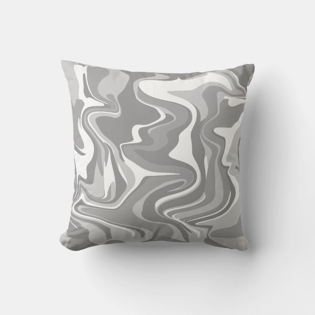 Abstract Marble Swirl Texture - Grey Tones  Throw Pillow (Front)
