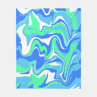 Abstract Marble Swirl Texture - Ocean Tones  Fleece Blanket