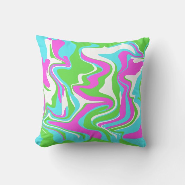 Abstract Marble Swirl Texture - Spring Tones  Throw Pillow (Front)