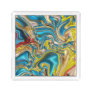 abstract marble swirls yellow teal turquoise blue acrylic tray