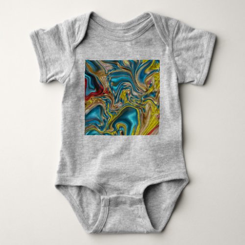 abstract marble swirls yellow teal turquoise blue baby bodysuit