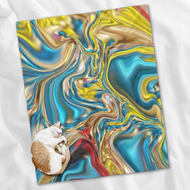 abstract marble swirls yellow teal turquoise blue fleece blanket (abstract marble swirls yellow teal turquoise blue fleece blanket)