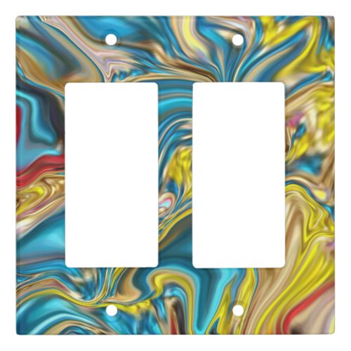 abstract marble swirls yellow teal turquoise blue light switch cover