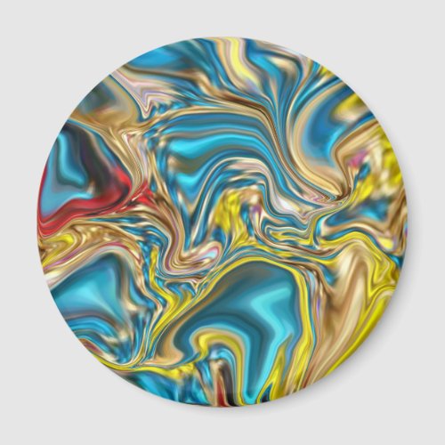 abstract marble swirls yellow teal turquoise blue magnet