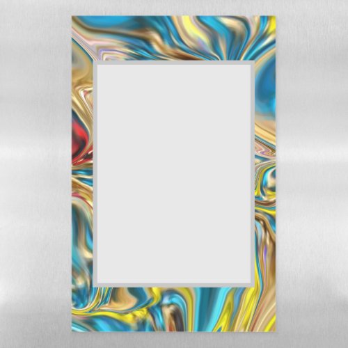 abstract marble swirls yellow teal turquoise blue magnetic dry erase sheet