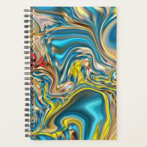 abstract marble swirls yellow teal turquoise blue planner