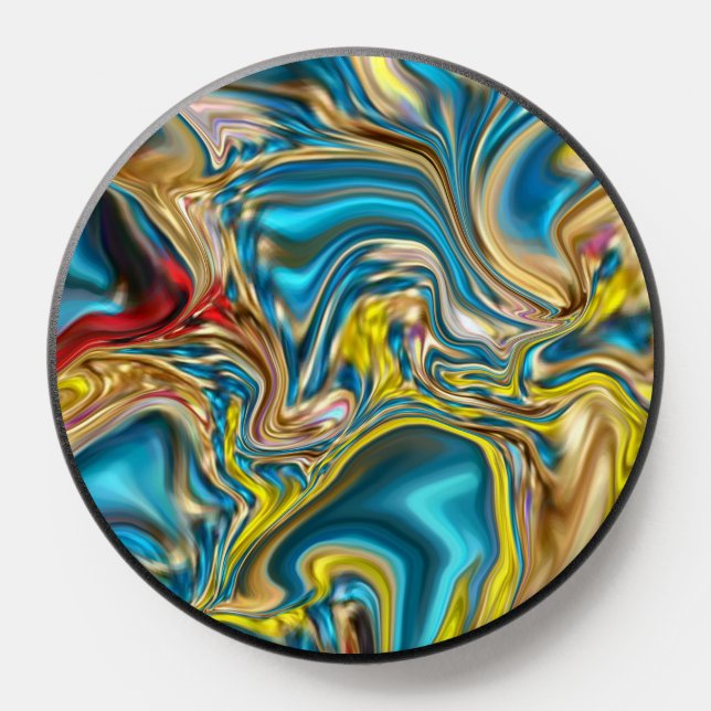 abstract marble swirls yellow teal turquoise blue PopSocket (Popsocket)