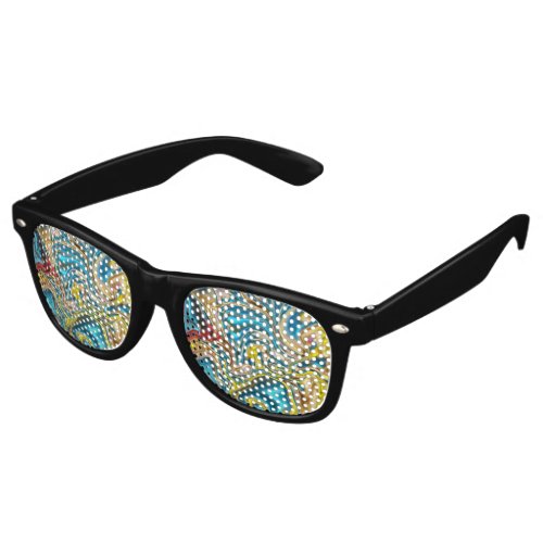 abstract marble swirls yellow teal turquoise blue retro sunglasses