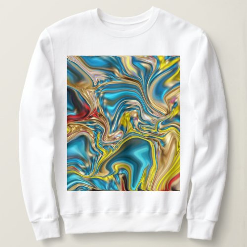 abstract marble swirls yellow teal turquoise blue sweatshirt