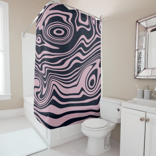 Abstract Marble Waves Artwork | Shower Curtain (In Situ)