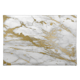 ABSTRACT MARBLE WHITE GOLD CLOTH PLACEMAT