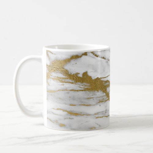 ABSTRACT MARBLE WHITE GOLD COFFEE MUG