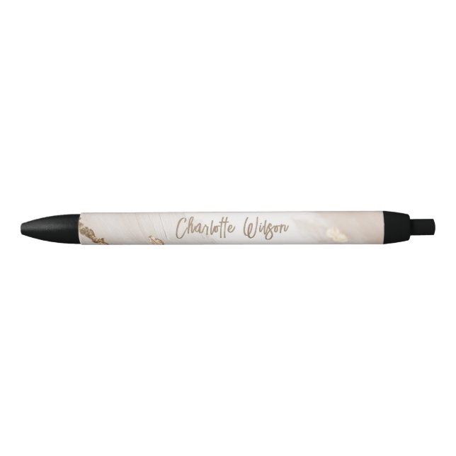 Abstract Marble with Golden Glitter Monogram Pen (Front)