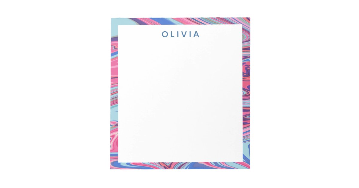 Abstract Marbled Art in Blue and Pink Notepad | Zazzle