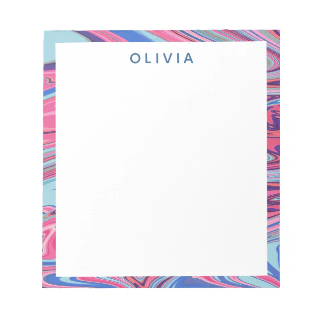 Abstract Marbled Art in Blue and Pink Notepad | Zazzle