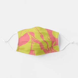 Abstract Marbled Art in Coral and Chartreuse Adult Cloth Face Mask