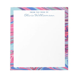 Abstract Marbled Art Trippy Blue Pink Personalized Notepad