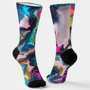 Abstract Marbled Colorful Socks