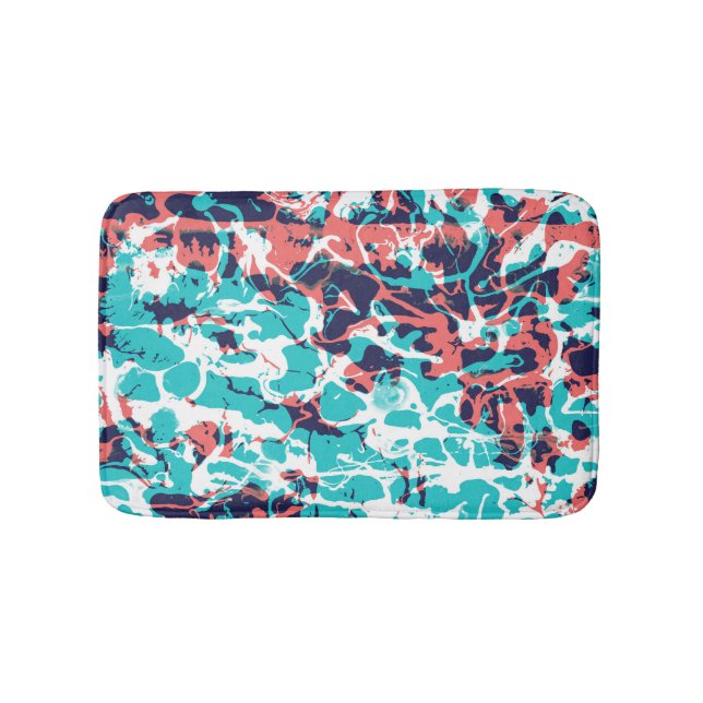 Abstract Marbled Paper Art Background Bath Mat (Front)
