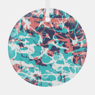 Abstract Marbled Paper Art Background Glass Ornament