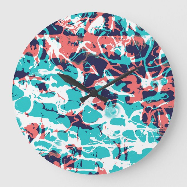 Abstract Marbled Paper Art Background Large Clock (Front)