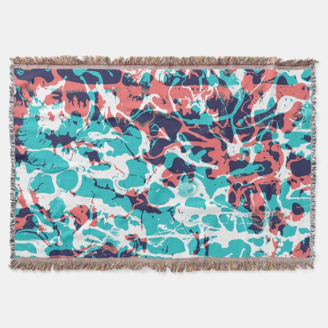 Abstract Marbled Paper Art Background Throw Blanket (Front)