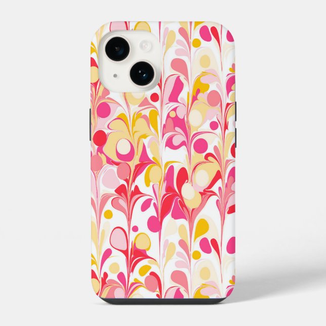 Abstract Marbled Pattern Pink Iphone Case (Back)